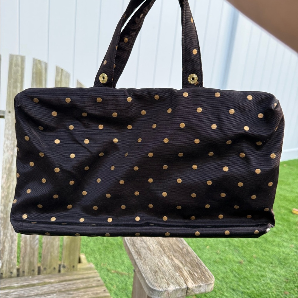 VTG 80’s‎ Christian Dior Black Gold Polk A Dot Cosmetic Bag Travel Toiletries C - Picture 3 of 8
